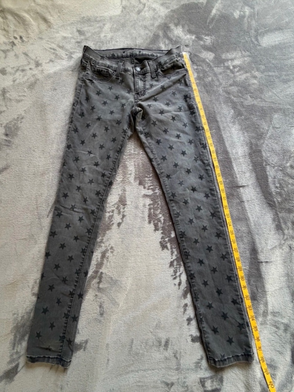 Flying Monkey Black And Gray Star Print Skinny Stretch Low Rise Size 27